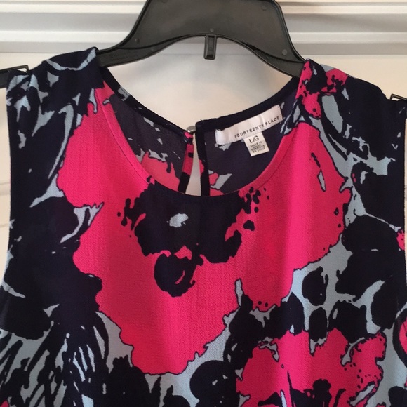 Pretty Side Tie Floral Tank Sleeveless Blouse Summer Vacation Cruise Large - Picture 3 of 5